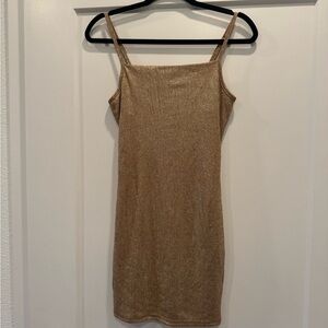 Nwot Evolutionary apparel gold mini dress
